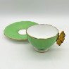 Aynslely China Butterfly Handled Cup and Saucer, Cabbage Green