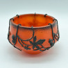French Art Nouveau Glass Bowl Iron Wrought Frame with Val