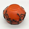 French Art Nouveau Glass Bowl Iron Wrought Frame with Val