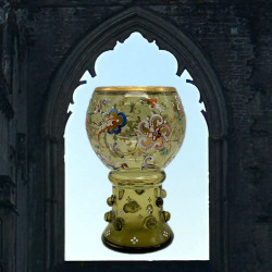 Theresienthal Glass Goblet Enameled with Floral...