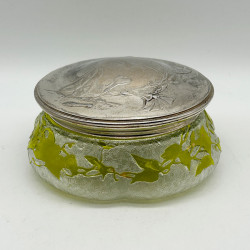Old Baccarat Glass Box & Cover, Cameo Glass Acid Etched with Morning Glory