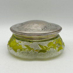 Old Baccarat Glass Box & Cover, Cameo Glass Acid Etched with Morning Glory