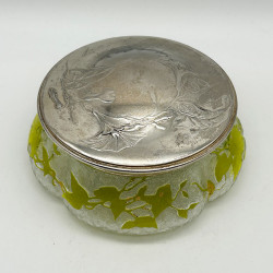 Old Baccarat Glass Box & Cover, Cameo Glass Acid Etched with Morning Glory