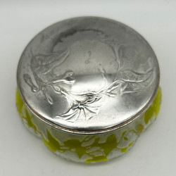 Old Baccarat Glass Box & Cover, Cameo Glass Acid Etched with Morning Glory