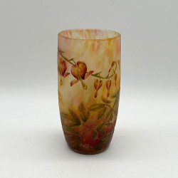 Daum Freres Cameo and Enamelled Glass Bleeding Heart Vase