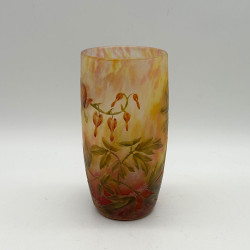Daum Freres Cameo and Enamelled Glass Bleeding Heart Vase