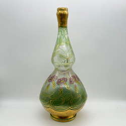 French Art Nouveau Cristalleir De Pantin Large Enamelled Glass Vase