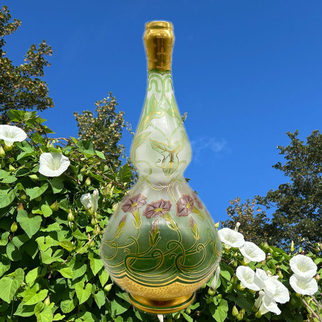 French Art Nouveau Cristalleir De Pantin Large Enamelled Glass Vase