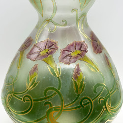 French Art Nouveau Cristalleir De Pantin Large Enamelled Glass Vase