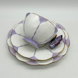 Aynsley Art Deco Butterfly Handle Trio Very Rare Purple Color