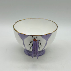 Aynsley Art Deco Butterfly Handle Trio Very Rare Purple Color