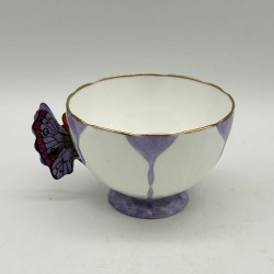 Aynsley Art Deco Butterfly Handle Trio Very Rare Purple Color
