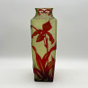 Old Baccarat Cameo Glass Vase, Acid Etched Overlaid with Orchids