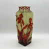 Old Baccarat Cameo Glass Vase, Acid Etched Overlaid with Orchids