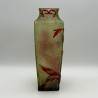 Old Baccarat Cameo Glass Vase, Acid Etched Overlaid with Orchids