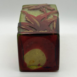 Old Baccarat Cameo Glass Vase, Acid Etched Overlaid with Orchids