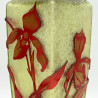 Old Baccarat Cameo Glass Vase, Acid Etched Overlaid with Orchids