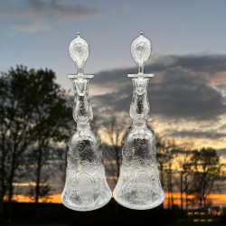 English Antique Intaglio Cut Glass Pair...