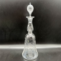 English Antique Intaglio Cut Glass Pair Decanters, Beautifully engraved