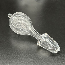 English Antique Intaglio Cut Glass Pair Decanters, Beautifully engraved