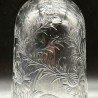English Antique Intaglio Cut Glass Pair Decanters, Beautifully engraved