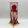 Old Baccarat Cameo Glass Vase with Metal Foot, Decorated with Iris