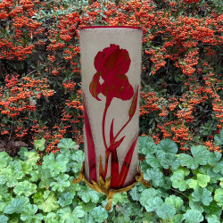 Old Baccarat Cameo Glass Vase with Metal Foot,...