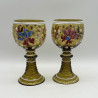 Theresienthal a pair enameled glass goblets, Decorated with Floral Patter