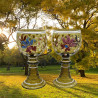 Theresienthal a pair enameled glass goblets, Decorated with Floral Patter