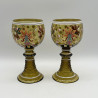 Theresienthal a pair enameled glass goblets, Decorated with Floral Patter