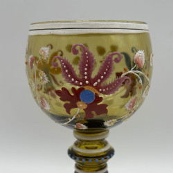 Theresienthal a pair enameled glass goblets, Decorated with Floral Patter
