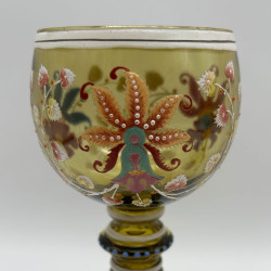 Theresienthal a pair enameled glass goblets, Decorated with Floral Patter