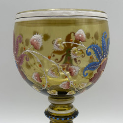 Theresienthal a pair enameled glass goblets, Decorated with Floral Patter