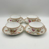 Set of Four Dresden Cups and Saucers, Hand Painted Bouquets