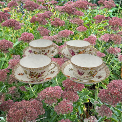 Set of Four Dresden Cups and Saucers, Hand...