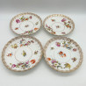 Set of Four Dresden Cups and Saucers, Hand Painted Bouquets
