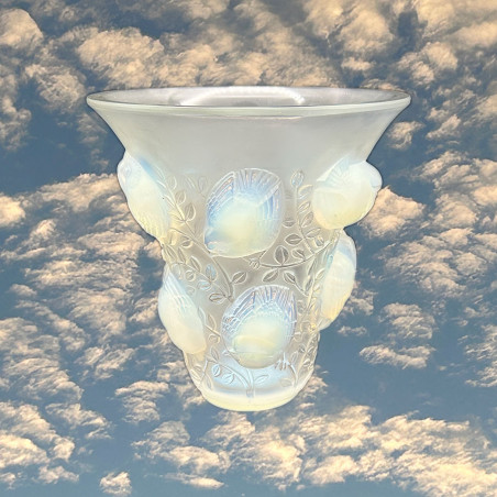 Rene Lalique Clear and Opalescent Glass Vase St Francois