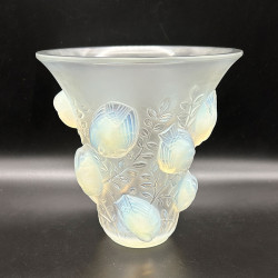 Rene Lalique Clear and Opalescent Glass Vase St Francois