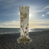 Emile Galle Enameled amber Glass Vase Decorated with Plant