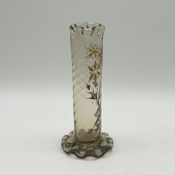 Emile Galle Enameled amber Glass Vase Decorated with Plant