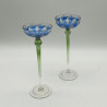 Fritz Heckert Flower Formed Liqueur Glasses, Enameled with Floral Patter