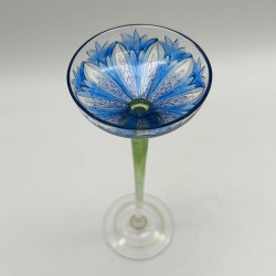 Fritz Heckert Flower Formed Liqueur Glasses, Enameled with Floral Patter