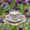 Wileman Foley Shelley Porcelain Trio, White Ground with Purple Floral Pattern