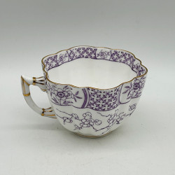 Wileman Foley Shelley Porcelain Trio, White Ground with Purple Floral Pattern