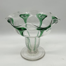 Stuart and Sons Art Nouveau Green Peacock Eye and trailed Glass Vase