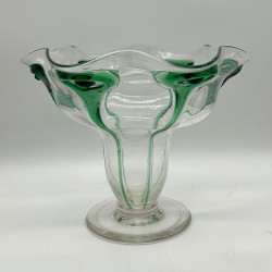 Stuart and Sons Art Nouveau Green Peacock Eye and trailed Glass Vase