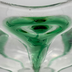 Stuart and Sons Art Nouveau Green Peacock Eye and trailed Glass Vase