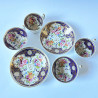 Old English Porcelain New Hall Tea Service, Hand Painted with Bouquets