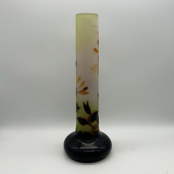 Emile Galle Came Glass Vase, Decorated with Plant Motif