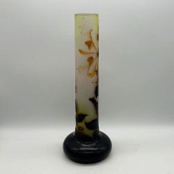 Emile Galle Came Glass Vase, Decorated with Plant Motif